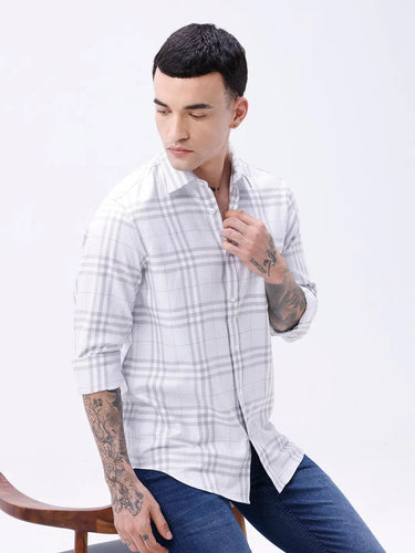 Light Grey Twill Checks ShirtUnited By Hope