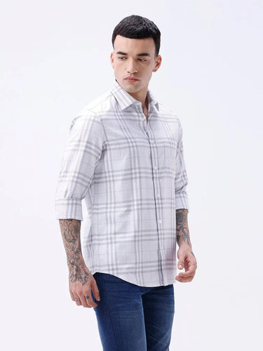 Light Grey Twill Checks ShirtUnited By Hope