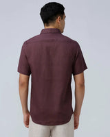 Maroon Double Pocket Short Sleeve Linen ShirtUnited By Hope