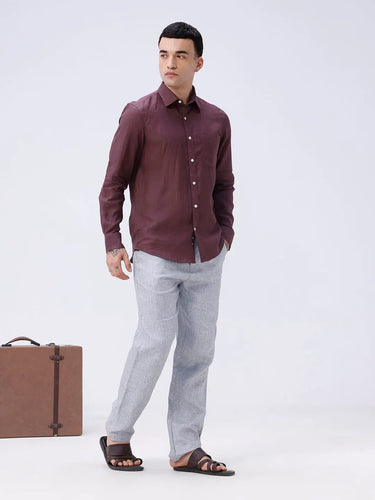 Maroon Full Sleeve Linen ShirtUnited By Hope