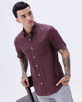 Maroon Short Sleeve Linen ShirtUnited By Hope