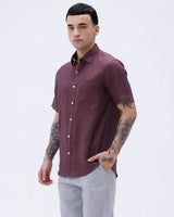 Maroon Short Sleeve Linen ShirtUnited By Hope