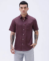 Maroon Short Sleeve Linen ShirtUnited By Hope