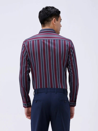 Maroon and Grey Stripes Dobby ShirtUnited By Hope