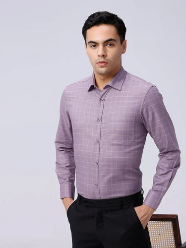 Mauve Dobby Checks ShirtUnited By Hope