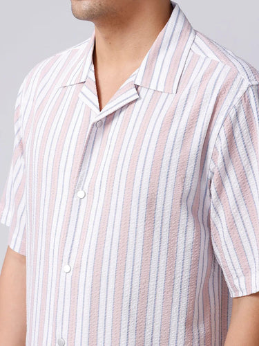 Pink and White Stripes Waffle Dobby ShirtUnited By Hope