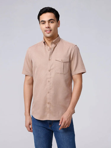 Tan Plain Waffle Dobby ShirtUnited By Hope