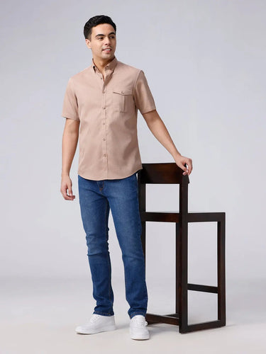 Tan Plain Waffle Dobby ShirtUnited By Hope