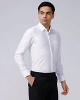 White Cotton Tencel Plain ShirtUnited By Hope