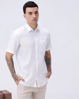 White Short Sleeve Linen ShirtUnited By Hope