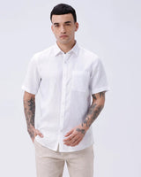 White Short Sleeve Linen ShirtUnited By Hope