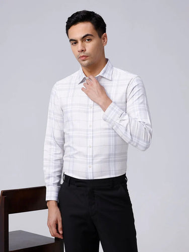 White and Beige Checks Twill ShirtUnited By Hope