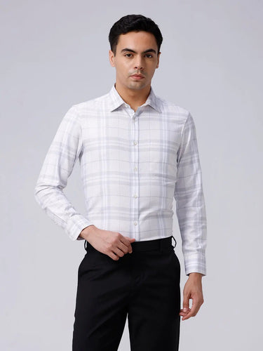 White and Beige Checks Twill ShirtUnited By Hope