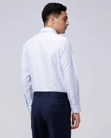 White and Blue Stripes Cotton Linen ShirtUnited By Hope