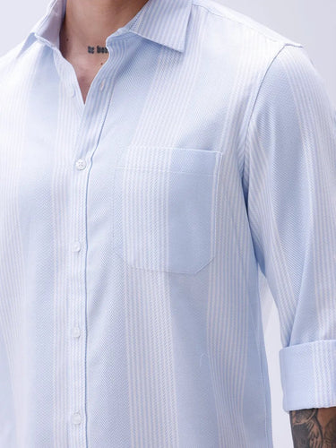 White and Blue Stripes Twill ShirtUnited By Hope
