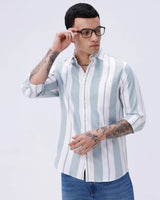 White and Green Stripes Twill ShirtUnited By Hope