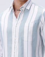 White and Green Stripes Twill ShirtUnited By Hope