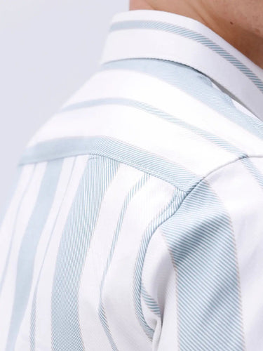 White and Green Stripes Twill ShirtUnited By Hope