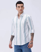 White and Green Stripes Twill ShirtUnited By Hope