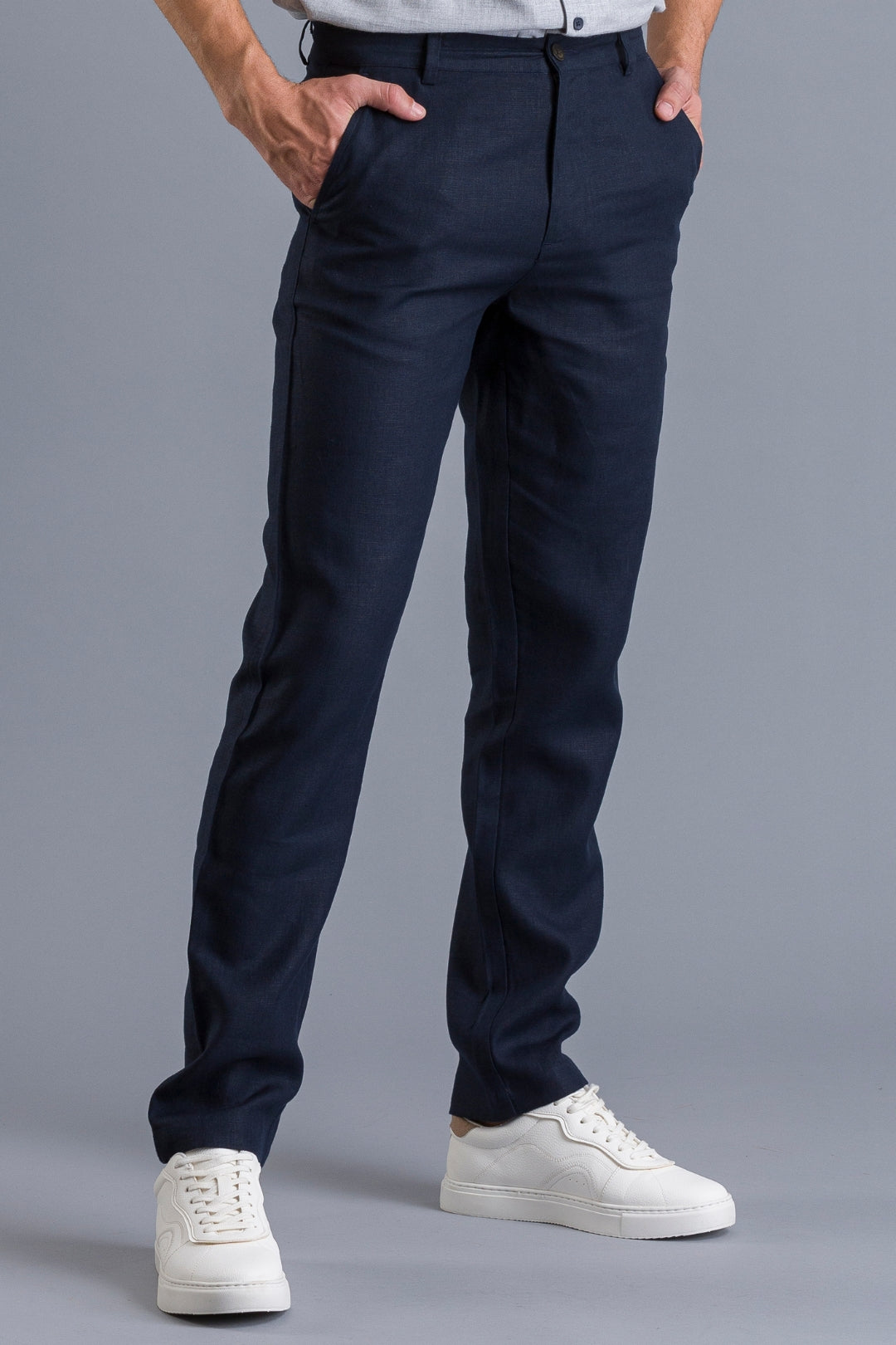Navy blue linen trousers