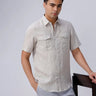 Beige Double Pocket Short Sleeve Linen ShirtUnited By Hope