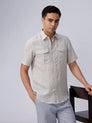 Beige Double Pocket Short Sleeve Linen ShirtUnited By Hope