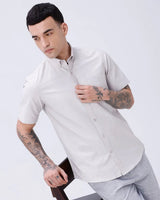 Beige Oxford Plain Short Sleeve ShirtUnited By Hope