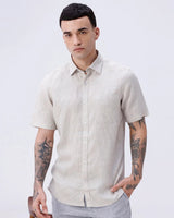 Beige Short Sleeve Linen ShirtUnited By Hope