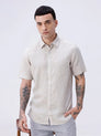 Beige Short Sleeve Linen ShirtUnited By Hope