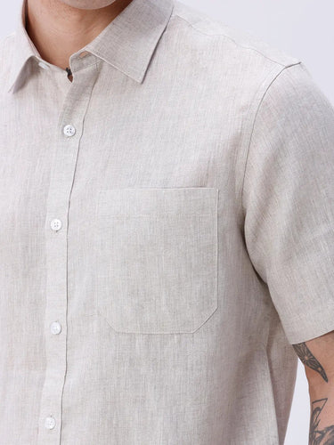 Beige Short Sleeve Linen ShirtUnited By Hope