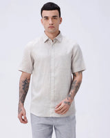 Beige Short Sleeve Linen ShirtUnited By Hope