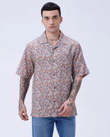 Beige and Brown Digi Print Linen ShirtUnited By Hope
