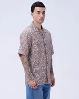 Beige and Brown Digi Print Linen ShirtUnited By Hope
