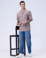 Beige and Brown Digi Print Linen ShirtUnited By Hope