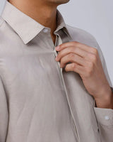Beige and Brown Plain Tencel ShirtUnited By Hope
