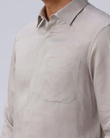 Beige and Brown Plain Tencel ShirtUnited By Hope