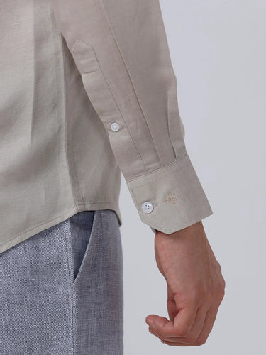Beige and Brown Plain Tencel ShirtUnited By Hope