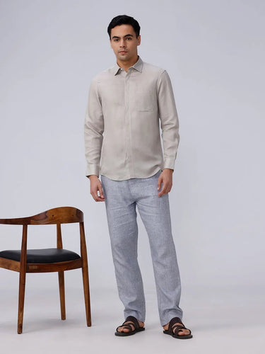 Beige and Brown Plain Tencel ShirtUnited By Hope