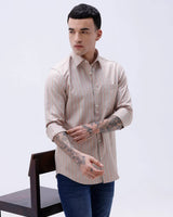 Beige and Orange Stripes Dobby ShirtUnited By Hope