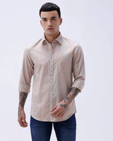 Beige and Orange Stripes Dobby ShirtUnited By Hope