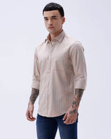 Beige and Orange Stripes Dobby ShirtUnited By Hope