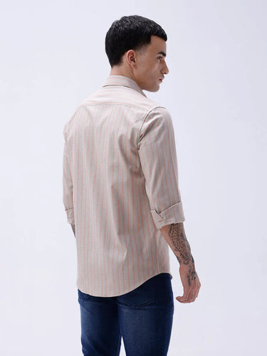 Beige and Orange Stripes Dobby ShirtUnited By Hope