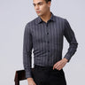Black and Grey Striped Twill ShirtUnited By Hope