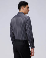 Black and Grey Striped Twill ShirtUnited By Hope