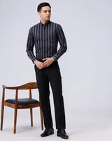 Black and Grey Stripes Dobby Button Down ShirtUnited By Hope