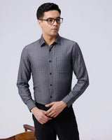 Black and Grey Stripes Dobby ShirtUnited By Hope