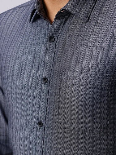 Black and Grey Stripes Dobby ShirtUnited By Hope