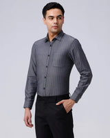 Black and Grey Stripes Dobby ShirtUnited By Hope