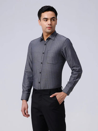 Black and Grey Stripes Dobby ShirtUnited By Hope
