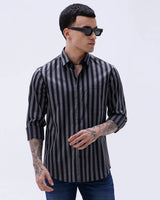Black and Grey Stripes Twill ShirtUnited By Hope